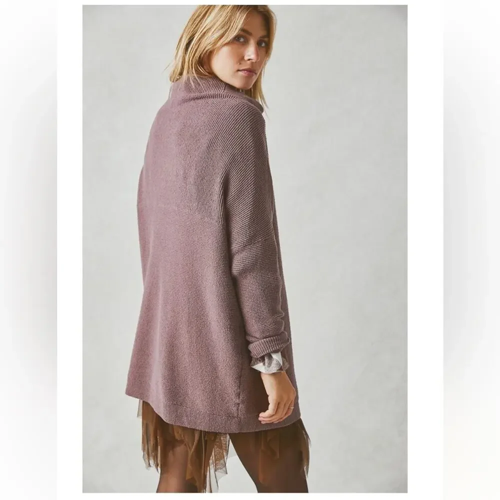 FREE PEOPLE Women's Mock Neck Oversized Cotton Ottoman Sweater in Nutmeg XS